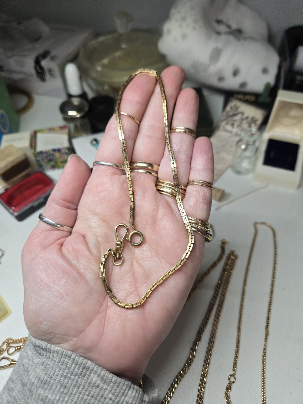 Victorian Gold Filled Box Watch Chain Necklace - Classic Women's Jewelry
